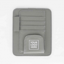 Customized Light Gray Small-Sized Leatherette Organizers for Car Visor with logo