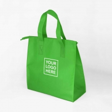 Customized Apple Green Spacious Non-Woven Eco Bags with Zipper with logo