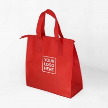Customized  Red Spacious Non-Woven Eco Bags with Zipper with logo