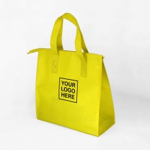 Customized  Yellow Spacious Non-Woven Eco Bags with Zipper with logo