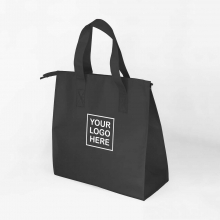 Customized  Black Spacious Non-Woven Eco Bags with Zipper with logo