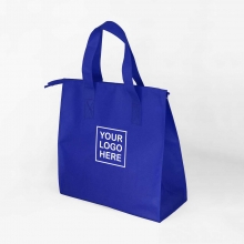 Customized Royal Blue Spacious Non-Woven Eco Bags with Zipper with logo