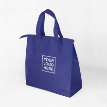Customized Navy Blue Spacious Non-Woven Eco Bags with Zipper with logo