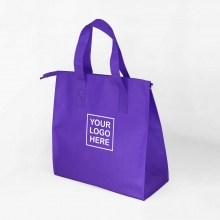 Customized  Purple Spacious Non-Woven Eco Bags with Zipper with logo
