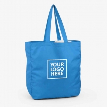 Customized Light Blue Spacious Polyester Laundry Tote Bags with logo