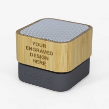 Custom Printed Square Bamboo Bluetooth Speaker as Corporate Giveaways
