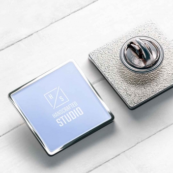 Customized  Silver Square Metal Lapel Pins with logo