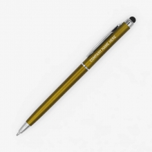 Customized  Gold THEA Slim Plastic Pens with Stylus Tip with logo