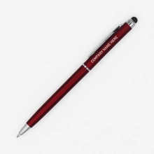 Customized  Red THEA Slim Plastic Pens with Stylus Tip with logo
