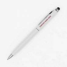 Customized  White THEA Slim Plastic Pens with Stylus Tip with logo