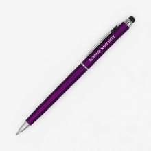 Customized  Purple THEA Slim Plastic Pens with Stylus Tip with logo