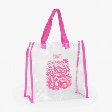 Customized  Pink Transparent Tote Bags for Women #1 with logo