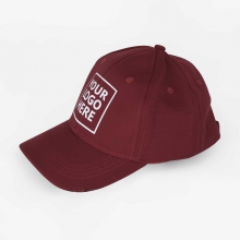 Customized  Maroon Unisex Polyester Baseball Caps with logo