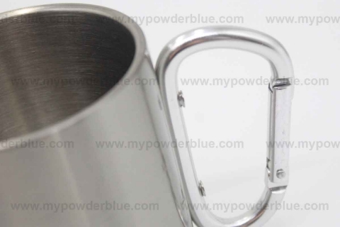 10 oz Stainless Coffee Mugs with Carabiner shot