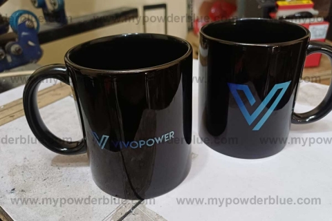 11 oz Glossy Black Coffee Mug for Multi Color Designs sample