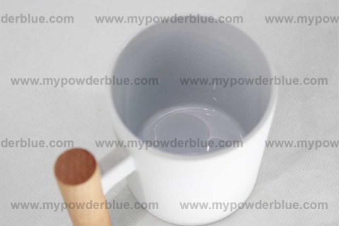 11 oz Matte Ceramic Coffee Mugs with Wooden Handle shot