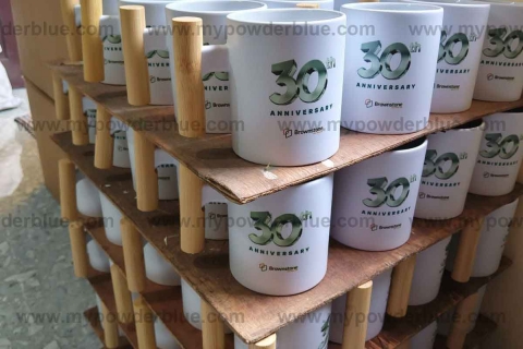 11 oz Matte Ceramic Coffee Mugs with Wooden Handle sample