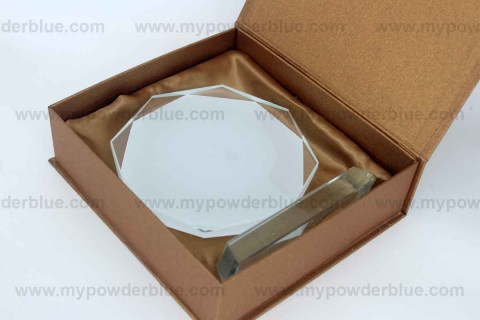 12 mm Octagon Glass Plaque packaging