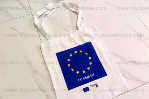 13 x 15 White and Cream Flat Katsa Tote Bags sample