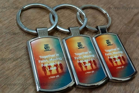 Corporate Class Rectangular Metal Keychains sample