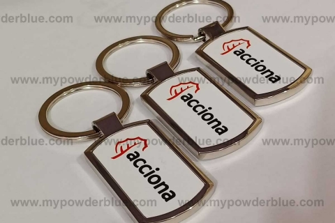 Corporate Class Rectangular Metal Keychains sample