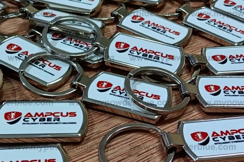 Corporate Class Rectangular Metal Keychains sample