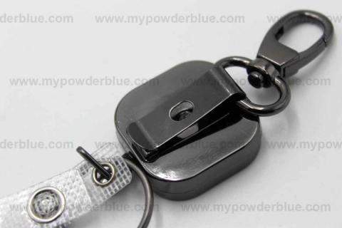 Retractable Metal Badge Reels with Carabiner Hook shot