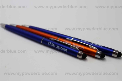 THEA Slim Plastic Pens with Stylus Tip sample