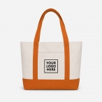 Medium Two-Tone Cotton Tote Bags with Front Pocket